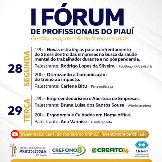 Entidades promovem o I Fórum de Profissionais do Piauí